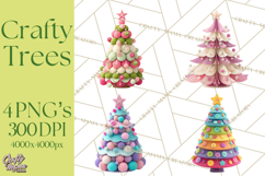 Crafty Christmas Tree Clipart, Kawaii Holiday PNG, Festive Product Image 1