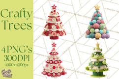 Crafty Christmas Tree Clipart, Kawaii Holiday PNG, Festive Product Image 1