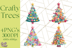 Crafty Christmas Tree Clipart, Kawaii Holiday PNG, Festive Product Image 1