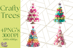 Crafty Christmas Tree Clipart, Kawaii Holiday PNG, Festive Product Image 1