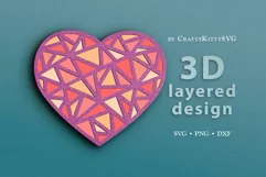 3D Heart SVG, Heart Laser Cut, Layered Heart, Heart Papercut Product Image 1