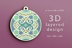 3D Christmas Ornament SVG, Christmas Layered Paper Cut SVG Product Image 1