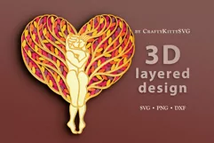 3D Love SVG, Heart Tree of Love SVG, 3D layered paper cut Product Image 1