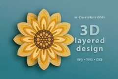 3D Sunflower SVG, 3D Layered Sunflower, 3D Paper Sunflower Product Image 1