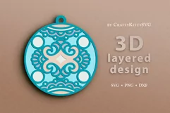 3D Christmas Ornament SVG, Christmas Layered Paper Cut SVG Product Image 2