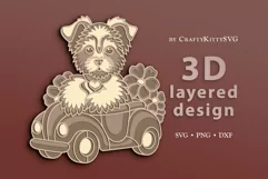 3D Yorkie Dog SVG, 3D layered paper cut, Yorkshire Terrier Product Image 1