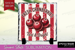 Cranberries Vintage Fruit Slate PNG Summer Square Slate Product Image 1