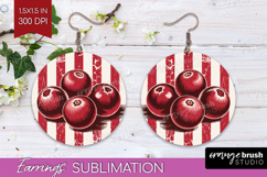 Cranberries Vintage Fruit Round Earrings Summer PNG Product Image 1
