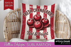 Cranberries Vintage Fruit Pillow Sublimation Summer Pillow Product Image 1