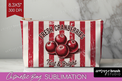 Cranberries Vintage Fruit Cosmetic Bag Summer Makeup Bag PNG Product Image 1