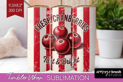 Cranberries Vintage Fruit Tumbler Wrap Summer Tumbler PNG Product Image 1