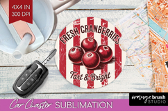 Cranberries Vintage Fruit Car Coaster Summer Coaster PNG Product Image 1