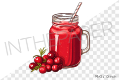 Cranberry smoothie in glass jar PNG fruit cartoon summer art Product Image 1
