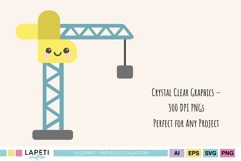 Cute pastel crane illustration with smiling face, ideal for nursery prints, scrapbooking, and party decor.