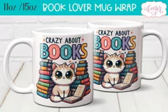 Crazy about books mug wrap sublimation PNG | Book lover mug Product Image 1