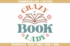 Crazy Book Lady SVG, Book Lover SVG, Book SVG, Book PNG Product Image 1