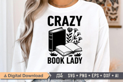Crazy Book Lady SVG, Book Lover SVG, Reading SVG Product Image 1