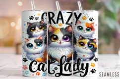 Crazy Cat Lady Tumbler Wrap, Cat Mom Tumbler, Cat Tumbler Product Image 1