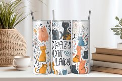 Crazy Cat Lady 20oz Tumbler Sublimation PNG Product Image 1