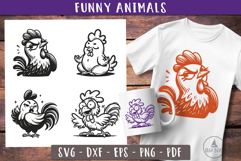 Crazy Chicken and Rooster svg Funny farm animals 