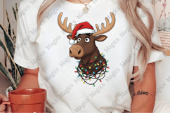 Crazy Christmas Reindeer with Christmas Lights PNG Product Image 2