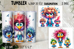 Watercolor Sarcastic animal, bird crazy famyli wrap tumbler Product Image 1