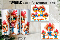 Watercolor Sarcastic animal, chick crazy famyli wrap tumbler Product Image 1
