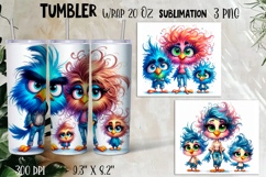 Watercolor Sarcastic animal, bird crazy famyli wrap tumbler Product Image 1