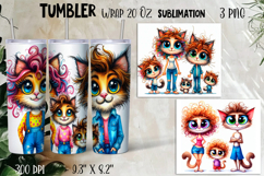 Watercolor Sarcastic animal, cat crazy famyli wrap tumbler Product Image 1