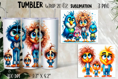 Watercolor Sarcastic animal, bird crazy famyli wrap tumbler Product Image 1