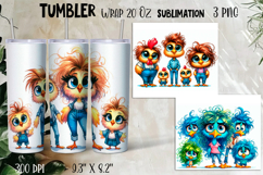 Watercolor Sarcastic animal, bird crazy famyli wrap tumbler Product Image 1