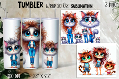 Watercolor Sarcastic animal, cat crazy famyli wrap tumbler Product Image 1