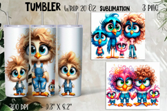 Watercolor Sarcastic animal, bird crazy famyli wrap tumbler Product Image 1