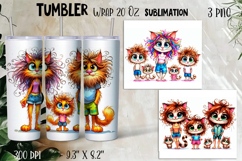 Watercolor Sarcastic animal, cat crazy famyli wrap tumbler Product Image 1