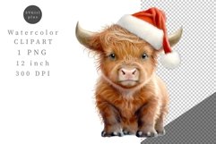 Highland cow clipart, Christmas clipart, Cow sublimation, Product Image 1