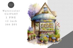 Spring flower shop clipart, Watercolor clipart, Spring Product Image 1
