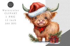 Highland cow clipart, Christmas clipart, Cow sublimation, Product Image 1