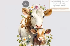 Cow and calf clipart, Mother's day clipart Product Image 1