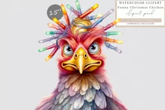 Funny chicken clipart, Christmas lights, Christmas clipart Product Image 1