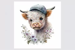 Baseball baby boy clipart, Baseball clipart, Highland calf Product Image 2