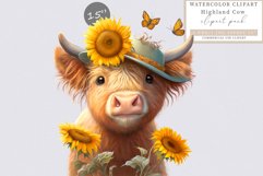 Highland cow clipart, Calf clipart, Summer clipart Product Image 1