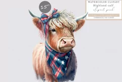 Highland cow clipart, Patriotic clipart Product Image 1