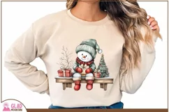 Vintage Snowman Christmas Png, Christmas Snowman clipart Product Image 6