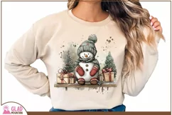 Vintage Snowman Christmas Png, Christmas Snowman clipart Product Image 5