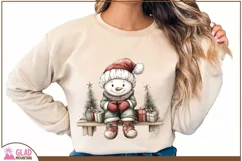 Vintage Snowman Christmas Png, Christmas Snowman clipart Product Image 5