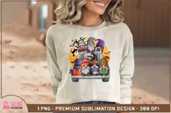 Watercolor Halloween Gnome Truck Clipart PNG Sublimation Product Image 4