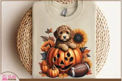 Sunflower pumpkin Golden Doodle png, Golden Doodle png Product Image 4