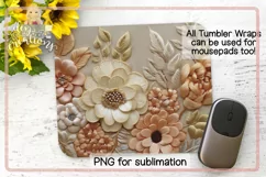 Dreamy 3D Embroidered Flowers - Tumbler Wrap PNG Product Image 2
