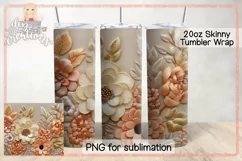Dreamy 3D Embroidered Flowers - Tumbler Wrap PNG Product Image 1
