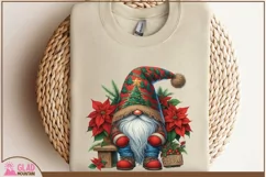 Merry Christmas Gnome png, Christmas Gnome poinsettia png Product Image 6